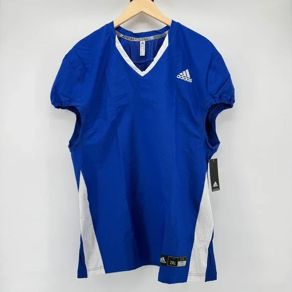 Adidas Football Jersey Royal Blue V Neck Short Sleeve Men's 2XL GG7399 NWT - Picture 5 of 13